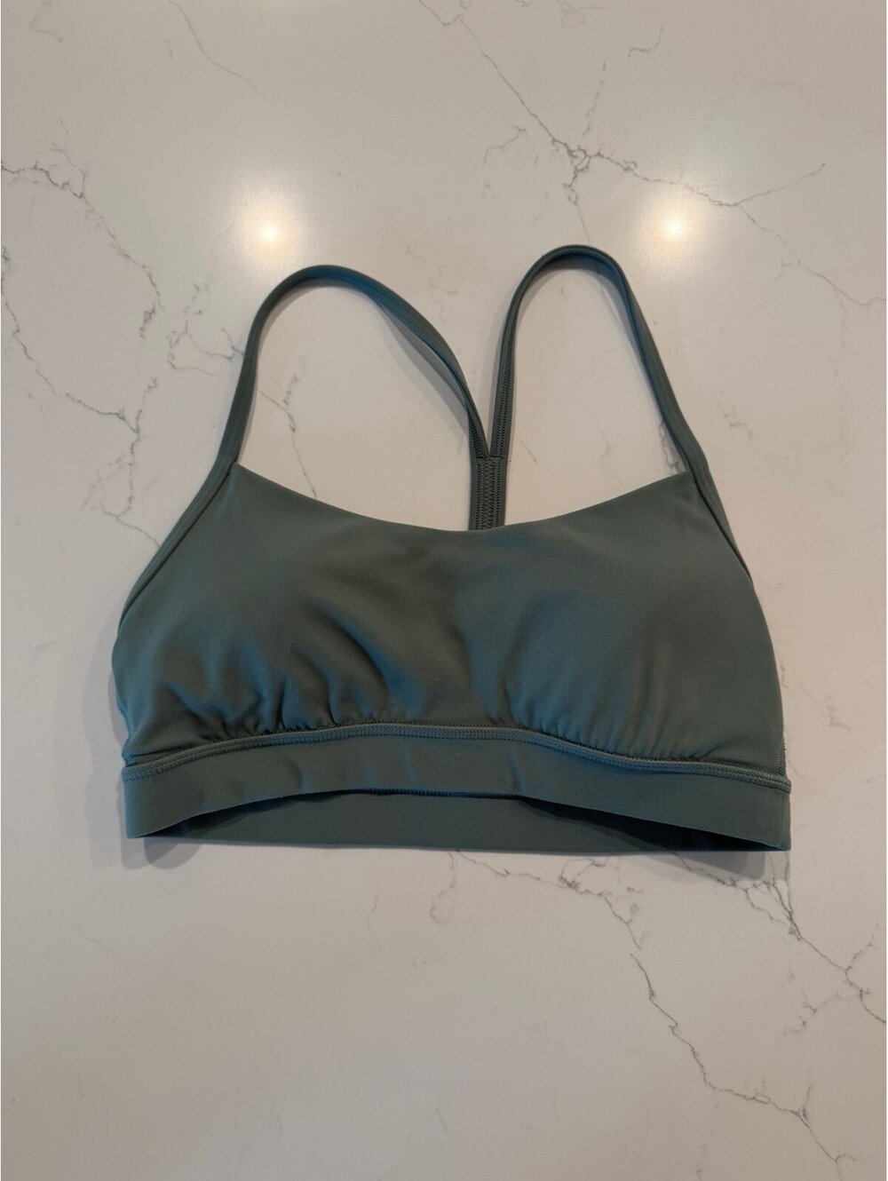 Lululemon Flow Y Bra Nulu Sage Green Size 8 Pads Included